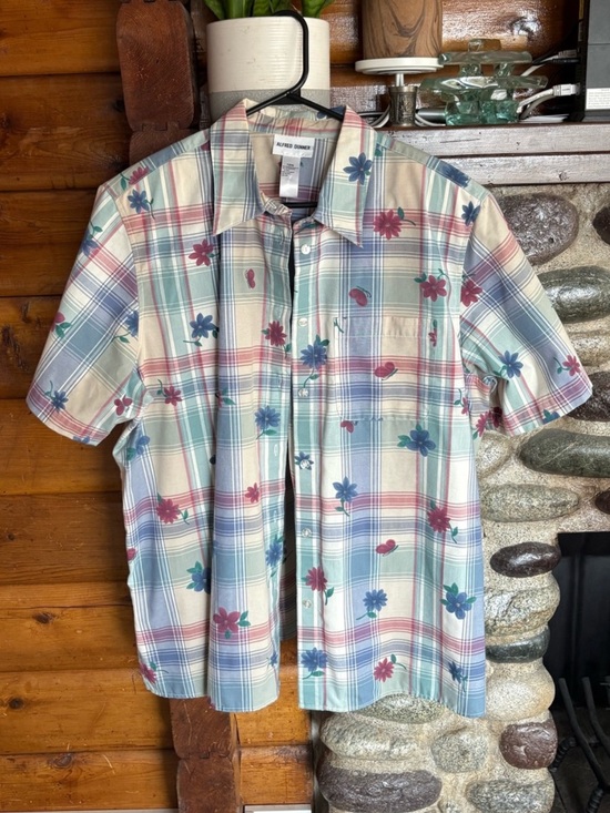 Alfred Dunner Tops - Alfred Dunner Pastel Plaid Floral Button-Up Shirt Women’s 18W Vintage